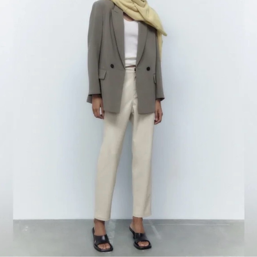 ZARA faux leather high waisted mom pants